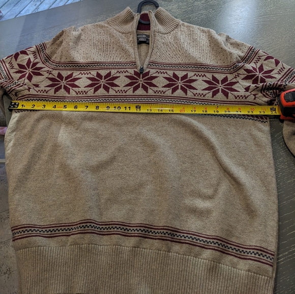 Eddie Bauer Men's 1/4 Zip Snowflake Sweater Christmas Size Large 100% Cotton - Picture 6 of 8